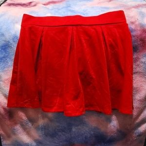 Red knit mini skirt